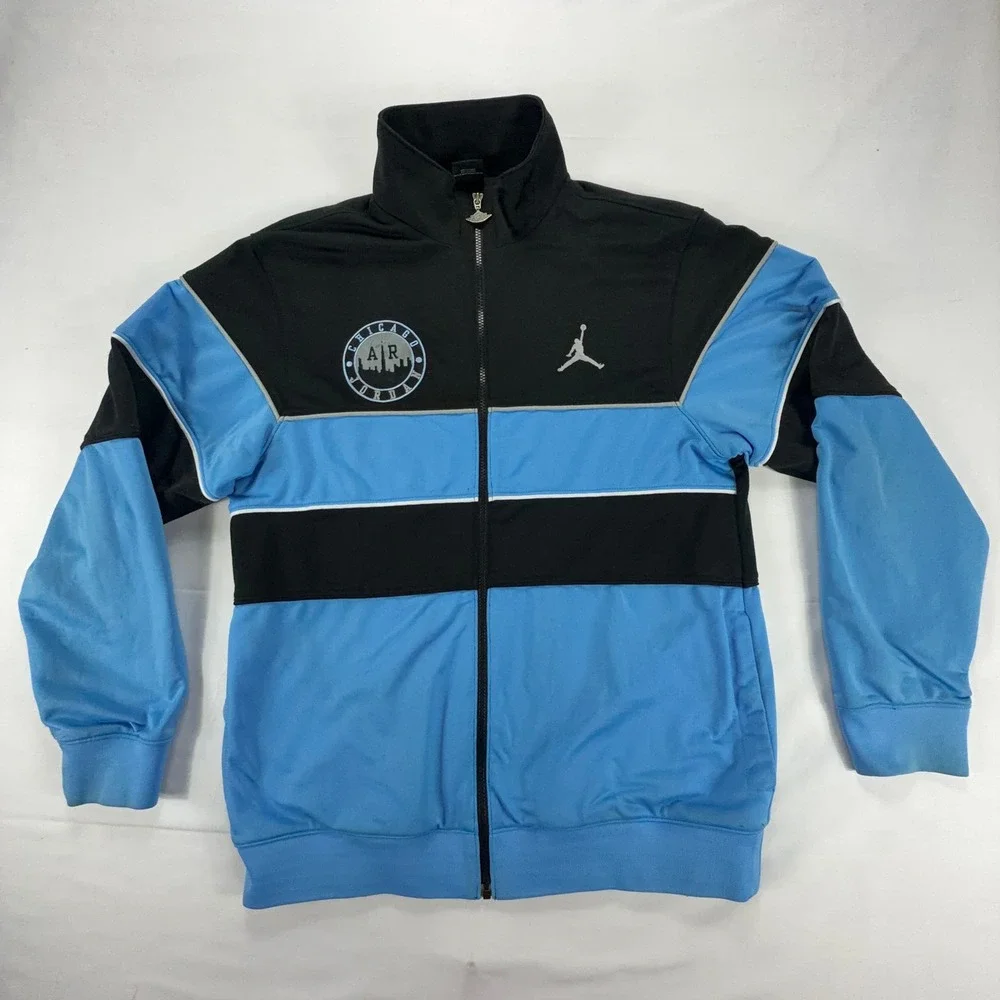 Air Jordan Full Zip Track‎ Jacket Mens XL Black Blue Retro Athletic Logo